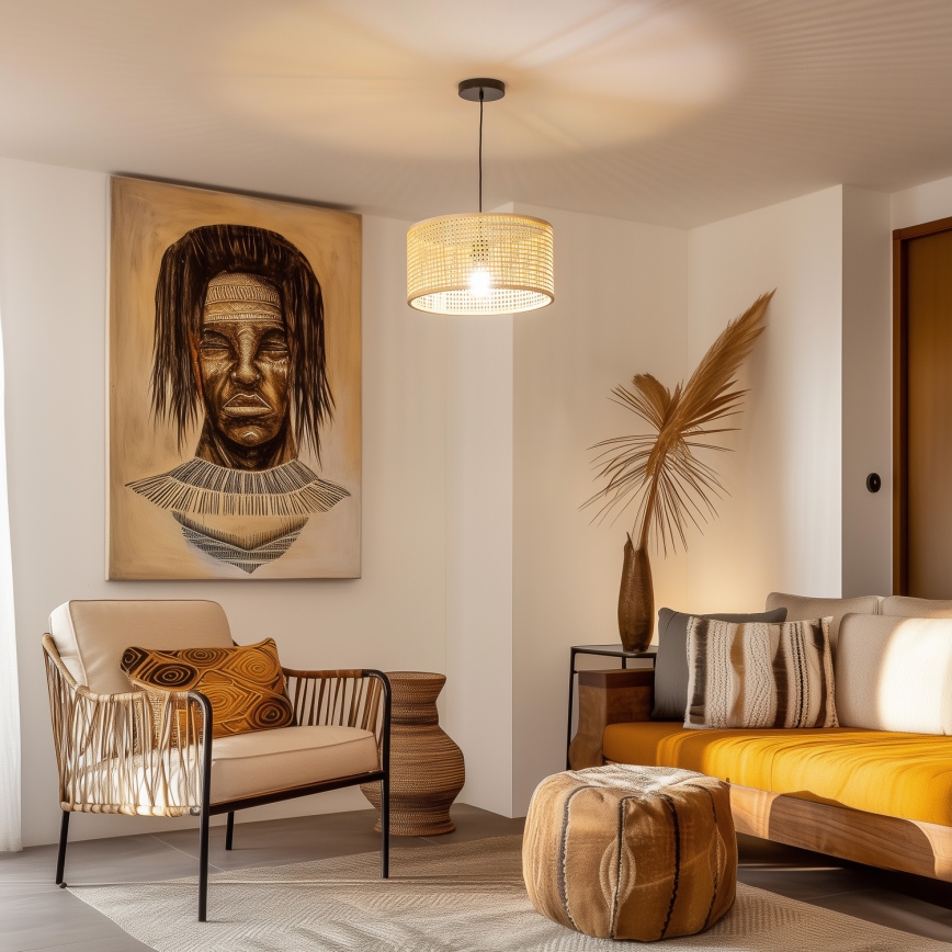 Brilagi - LED viseča svetilka na vrvici CERIA BOHO 1xE27/40W/230V, premer 40 cm, bambus