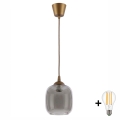 Brilagi - LED viseča svetilka na vrvici RETRO GLASS 1xE27/60W/230V premer 14 cm rjava/dimna siva