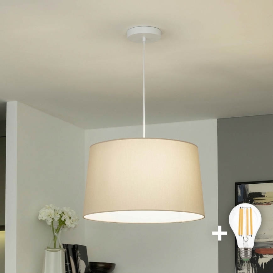 Brilagi - LED viseči lestenec CERIA na jekleni vrvici 1xE27/40W/230V Ø 45 cm bež