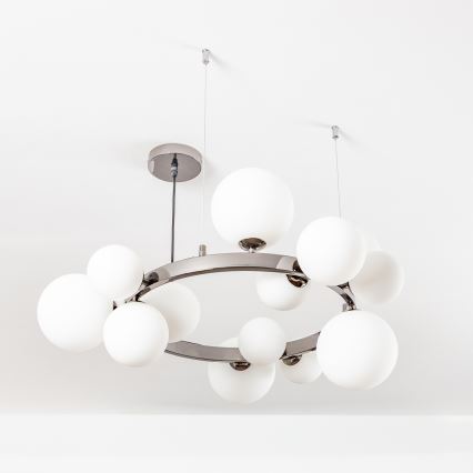 Brilagi - LED viseči lestenec MILLA na jekleni vrvici, 15x G9/3W/230V, črn krom/bela