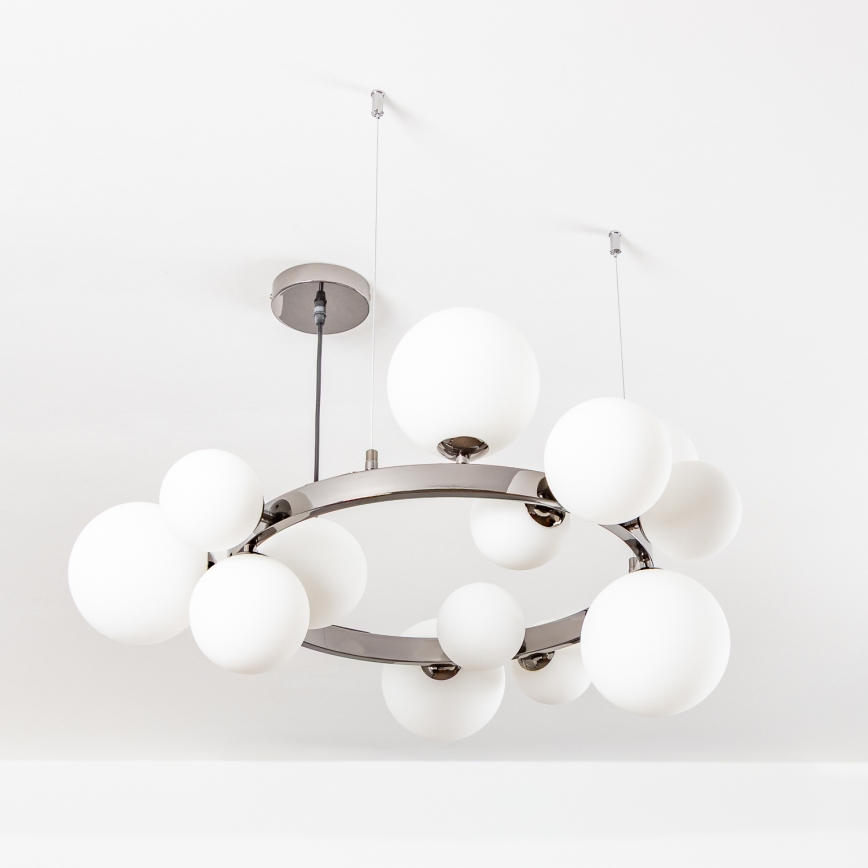 Brilagi - LED viseči lestenec MILLA na jekleni vrvici, 15x G9/3W/230V, črn krom/bela