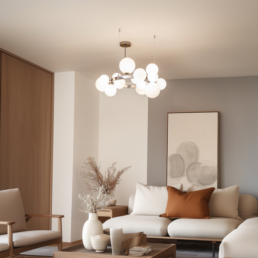 Brilagi - LED viseči lestenec MILLA na jekleni vrvici, 15x G9/3W/230V, črn krom/bela