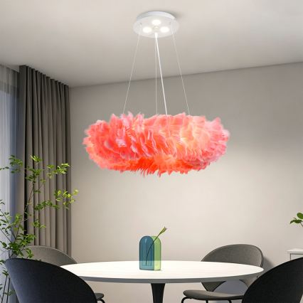 Brilagi - LED viseči lestenec na jeklenem kablu FEATHER 3xE27/40W/230V + 3xLED/3W, premer 50 cm, rožnat