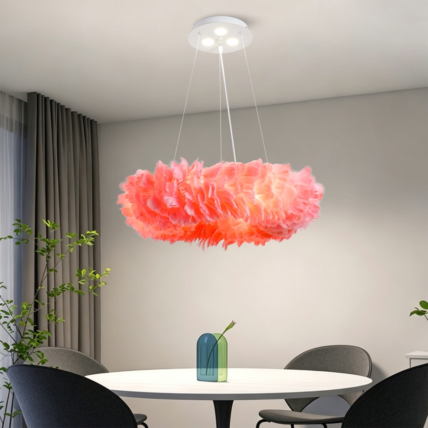 Brilagi - LED viseči lestenec na jeklenem kablu FEATHER 3xE27/40W/230V + 3xLED/3W, premer 50 cm, rožnat