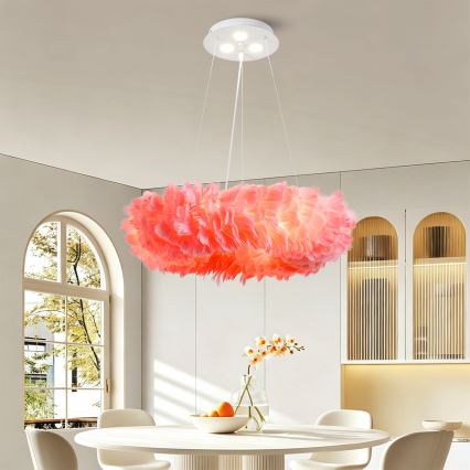 Brilagi - LED viseči lestenec na jeklenem kablu FEATHER 3xE27/40W/230V + 3xLED/3W, premer 50 cm, rožnat