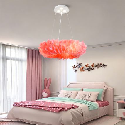 Brilagi - LED viseči lestenec na jeklenem kablu FEATHER 3xE27/40W/230V + 3xLED/3W, premer 50 cm, rožnat