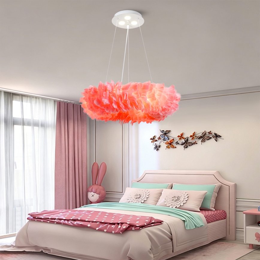Brilagi - LED viseči lestenec na jeklenem kablu FEATHER 3xE27/40W/230V + 3xLED/3W, premer 50 cm, rožnat