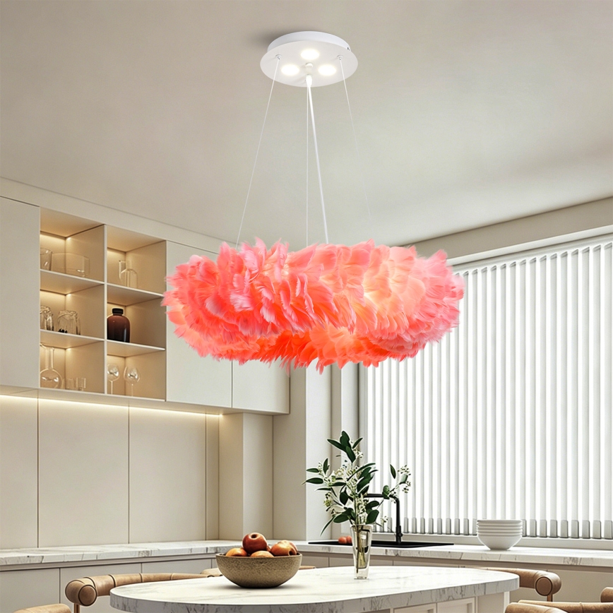 Brilagi - LED viseči lestenec na jeklenem kablu FEATHER 3xE27/40W/230V + 3xLED/3W, premer 50 cm, rožnat