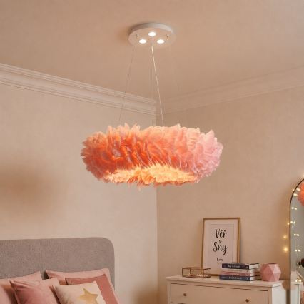 Brilagi - LED viseči lestenec na jeklenem kablu FEATHER 3xE27/40W/230V + 3xLED/3W, premer 50 cm, rožnat