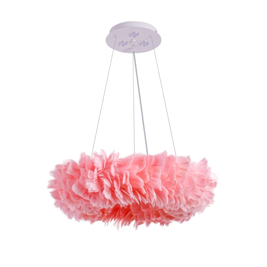 Brilagi - LED viseči lestenec na jeklenem kablu FEATHER 3xE27/40W/230V + 3xLED/3W, premer 50 cm, rožnat