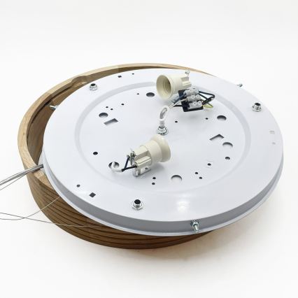 BRILAGI - LED viseči lestenec na jeklenem lanku CARVALHO MODERN 2xE27/60W/230V hrast, premer 37,5 cm