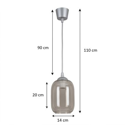 Brilagi - LED lestenec na kablu RETRO GLASS 1xE27/60W/230V premer 14 cm srebrna/dimna siva