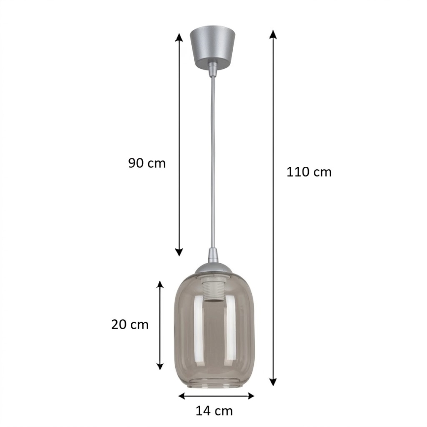 Brilagi - LED lestenec na kablu RETRO GLASS 1xE27/60W/230V premer 14 cm srebrna/dimna siva