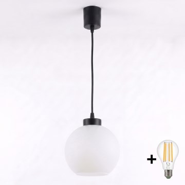 Brilagi - LED viseči lestenec na kabelu RETRO GLASS 1xE27/60W/230V, premer 15 cm, črna/bela