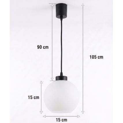 Brilagi - LED viseči lestenec na kabelu RETRO GLASS 1xE27/60W/230V, premer 15 cm, črna/bela