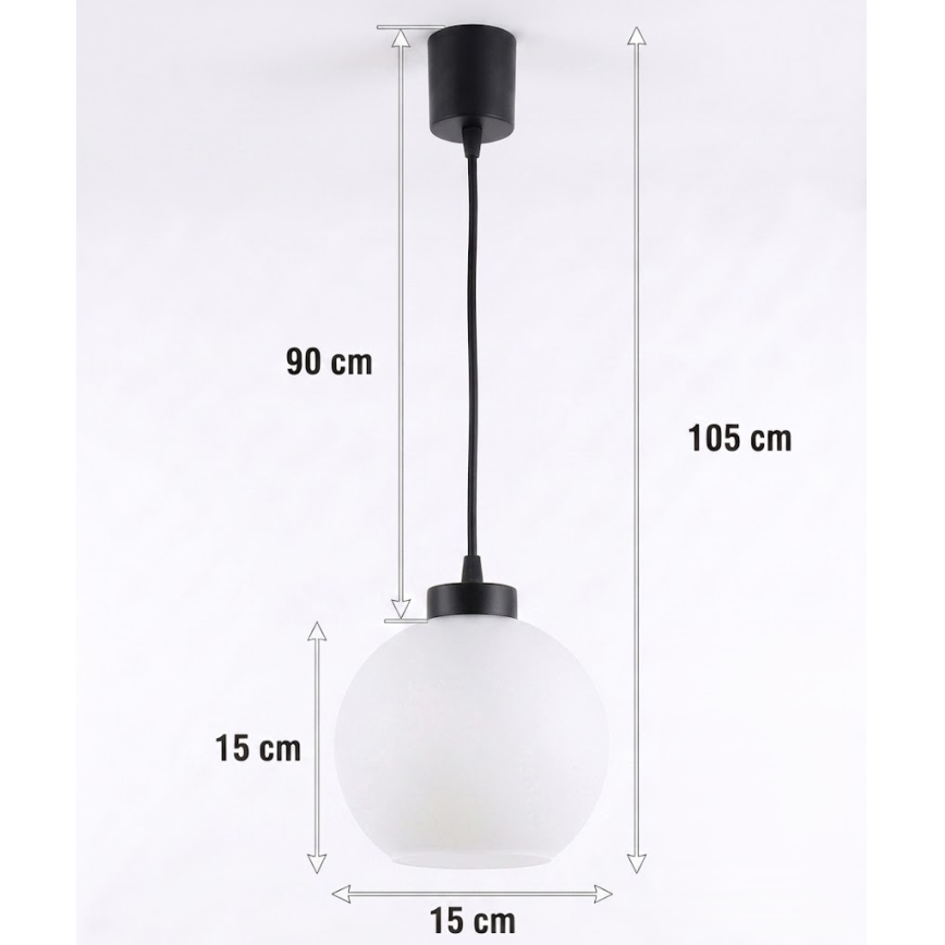 Brilagi - LED viseči lestenec na kabelu RETRO GLASS 1xE27/60W/230V, premer 15 cm, črna/bela