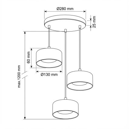 Brilagi - LED Viseči lestenec na kablu AURA LUX 3xGX53/30W/230V črna/dimna