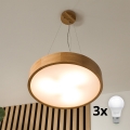 Brilagi - LED viseči lestenec na kablu CARVALHO 3xE27/45W/230V hrast premer 47,5 cm