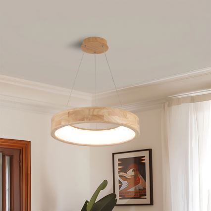 Brilagi - LED lestenec na kablu FALCON WOOD, 30W, 230V, 3000/4000/6000K, premer 45 cm, les