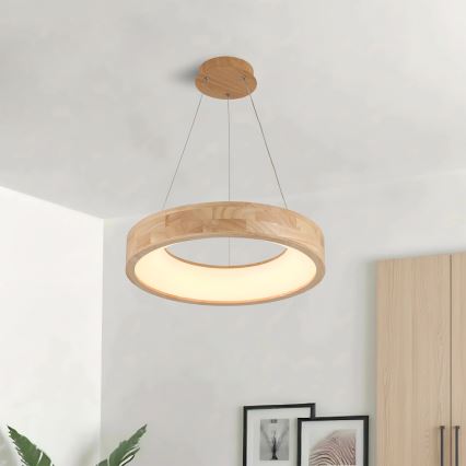Brilagi - LED lestenec na kablu FALCON WOOD, 30W, 230V, 3000/4000/6000K, premer 45 cm, les