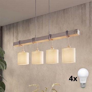 Brilagi - LED viseči lestenec na kablu NUBILA 4xE27/60W/230V siva/kremna