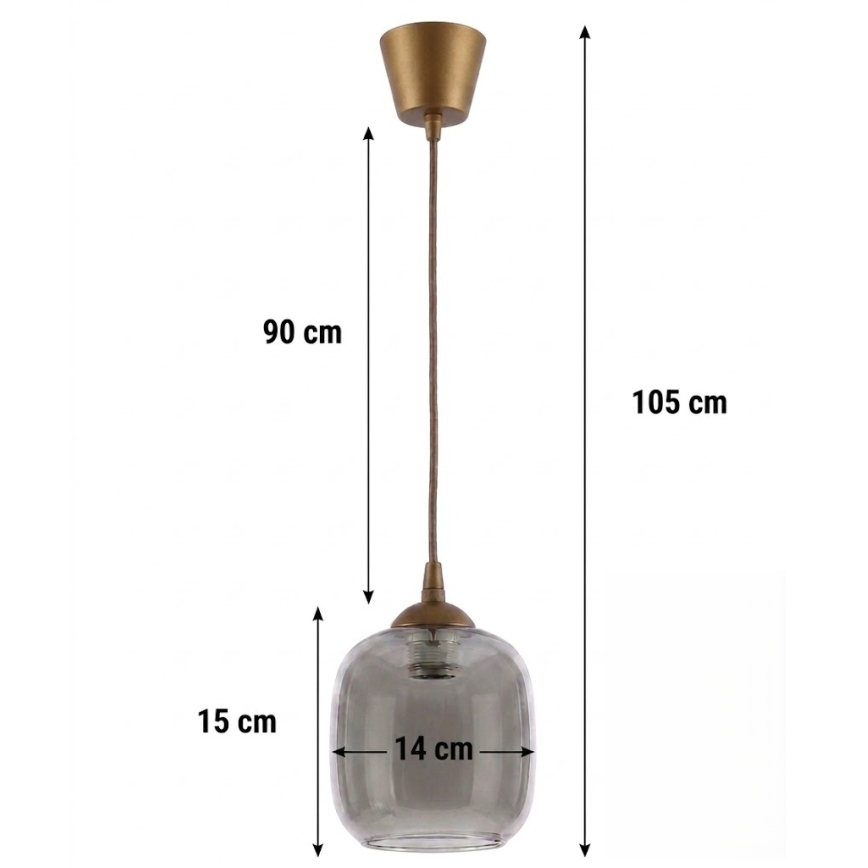 Brilagi - LED viseča svetilka na vrvici RETRO GLASS 1xE27/60W/230V premer 14 cm rjava/dimna siva