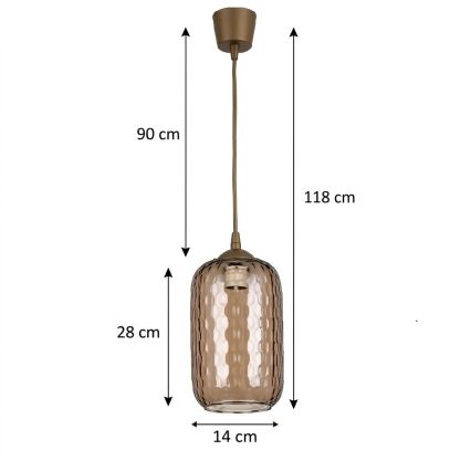 Brilagi - LED lestenec na kablu RETRO GLASS 1xE27/60W/230V premer 14 cm rjava//dimna rjava