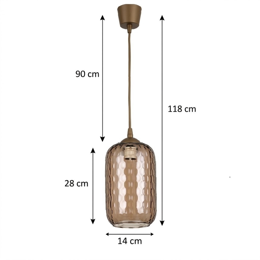Brilagi - LED lestenec na kablu RETRO GLASS 1xE27/60W/230V premer 14 cm rjava//dimna rjava