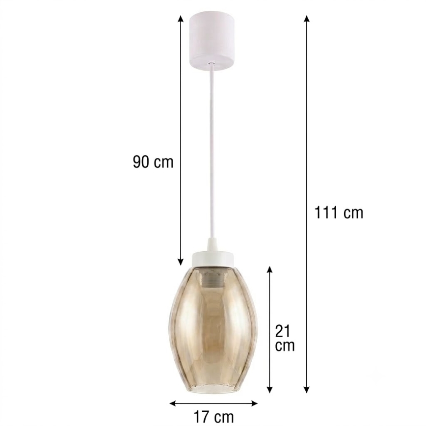 Brilagi - LED viseči lestenec na kabelu RETRO GLASS 1xE27/60W/230V premer 17 cm bela/dimljeno bež