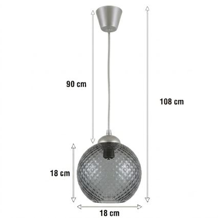 Brilagi - LED lestenec na žici RETRO GLASS 1xE27/60W/230V Ø 18 cm srebrna/zadimljena siva