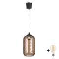 Brilagi - LED viseči lestenec na kablu RETRO GLASS 1xE27/60W/230V premer 14 cm črna/dimno rjava