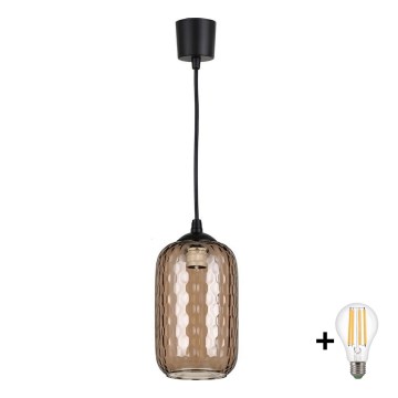 Brilagi - LED viseči lestenec na kablu RETRO GLASS 1xE27/60W/230V premer 14 cm črna/dimno rjava