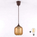 Brilagi - LED viseči lestenec na kablu RETRO GLASS 1xE27/60W/230V premer 14 cm rjava/dimno rjava