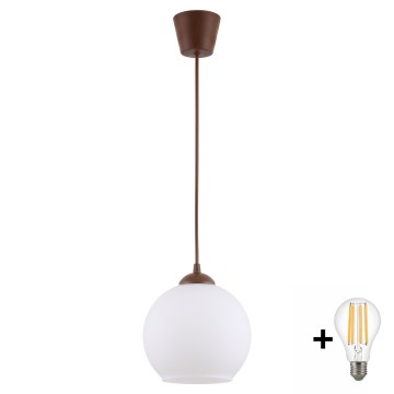 Brilagi - LED viseči lestenec na kablu RETRO GLASS 1xE27/60W/230V, premer 15 cm, rjava/bela