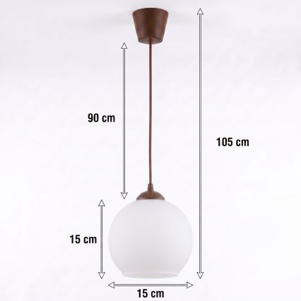 Brilagi - LED viseči lestenec na kablu RETRO GLASS 1xE27/60W/230V, premer 15 cm, rjava/bela