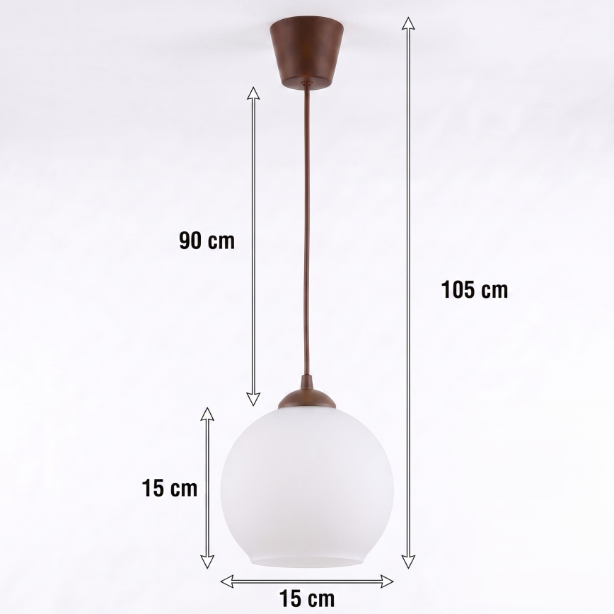 Brilagi - LED viseči lestenec na kablu RETRO GLASS 1xE27/60W/230V, premer 15 cm, rjava/bela