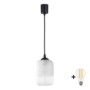 Brilagi - LED viseči lestenec na kablu RETRO GLASS 1xE27/60W/230V Ø 14 cm črna/bela
