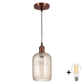 Brilagi - LED viseči lestenec na kablu RETRO GLASS 1xE27/60W/230V Ø 14 cm medena/zadimljena rjava