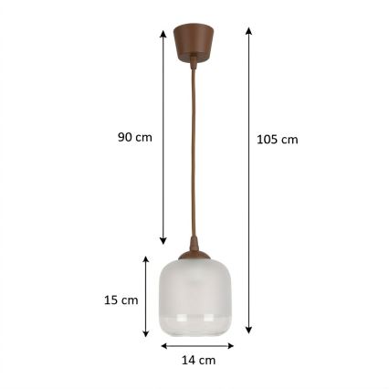 Brilagi - LED viseči lestenec na kablu RETRO GLASS 1xE27/60W/230V Ø 14 cm rjava/bela