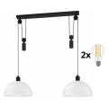 BRILAGI - LED viseči lestenec na kablu RETRO GLASS 2xE27/40W/230V črna/bela