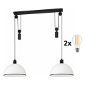 BRILAGI - LED viseči lestenec na kablu RETRO GLASS 2xE27/40W/230V črna/bela