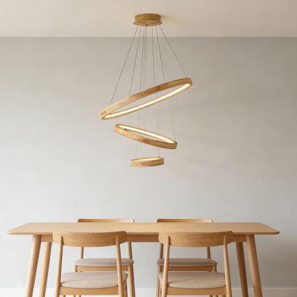 Brilagi - LED viseči lestenec na kablu UMEA WOOD LED/45W/230V, premer 60 cm, lesen