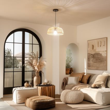 Brilagi - LED viseči lestenec na vrvici CERIA BOHO, 1xE27/40W/230V, premer 60 cm, iz ratana