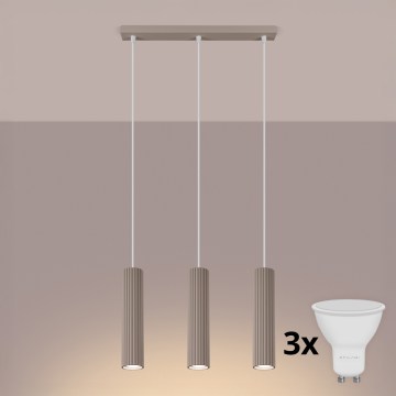 Brilagi - LED viseči lestenec na vrvici CRESTO 3xGU10/10W/230V taupe