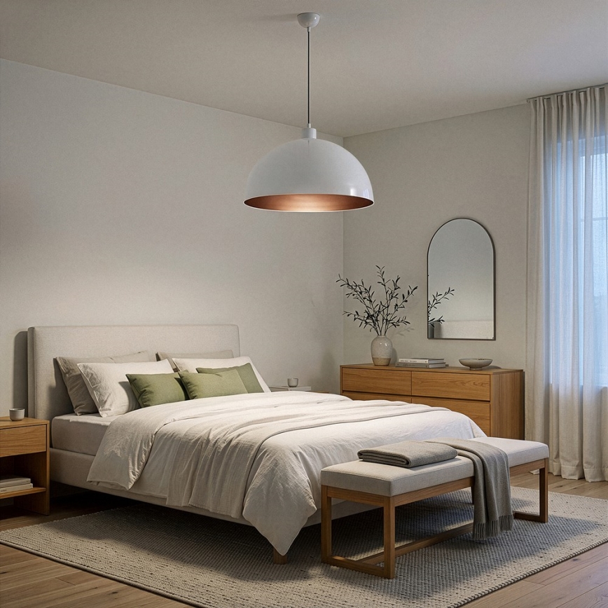 Brilagi - LED viseči lestenec na vrvici METALO 1xE27/40W/230V Ø 40 cm bela/medena