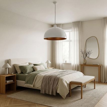Brilagi - LED viseči lestenec na vrvici METALO 1xE27/40W/230V Ø 40 cm bela/medena