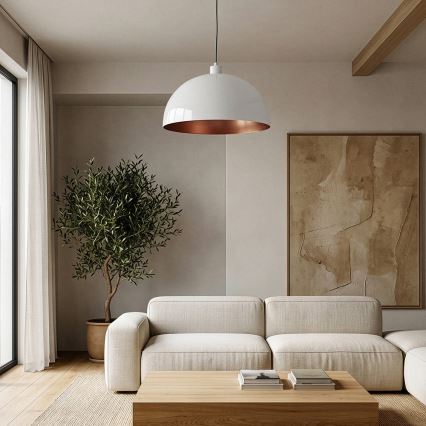 Brilagi - LED viseči lestenec na vrvici METALO 1xE27/40W/230V Ø 40 cm bela/medena