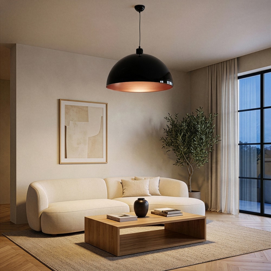 Brilagi - LED viseči lestenec na vrvici METALO 1xE27/40W/230V Ø 60 cm črna/bakrena