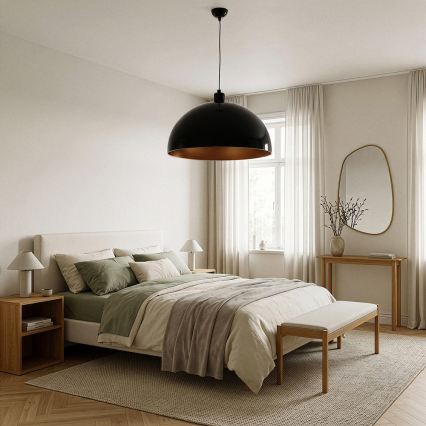 Brilagi - LED viseči lestenec na vrvici METALO 1xE27/40W/230V Ø 60 cm črna/bakrena