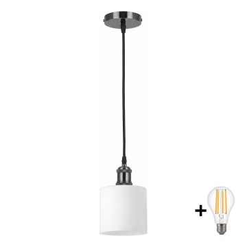 BRILAGI - LED viseči lestenec na vrvici RETRO GLASS 1xE27/60W/230V premer 10 cm črna/bela